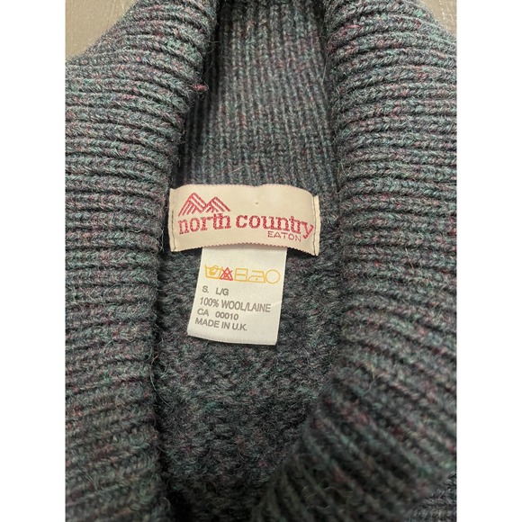North Country‎ Eaton Cable Knit Shawl Collar Wool Sweater Men Sz Lg Grey Vintage - Picture 10 of 11